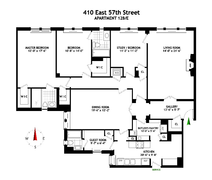 Floorplan for 410 East 57th Street, 12B/E