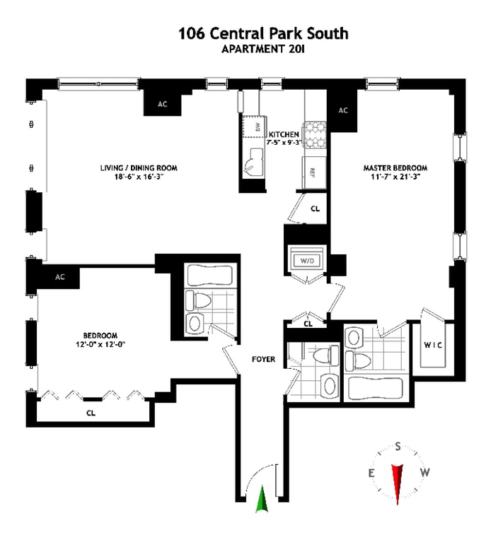 Floorplan for 106 Central Park South, 20I