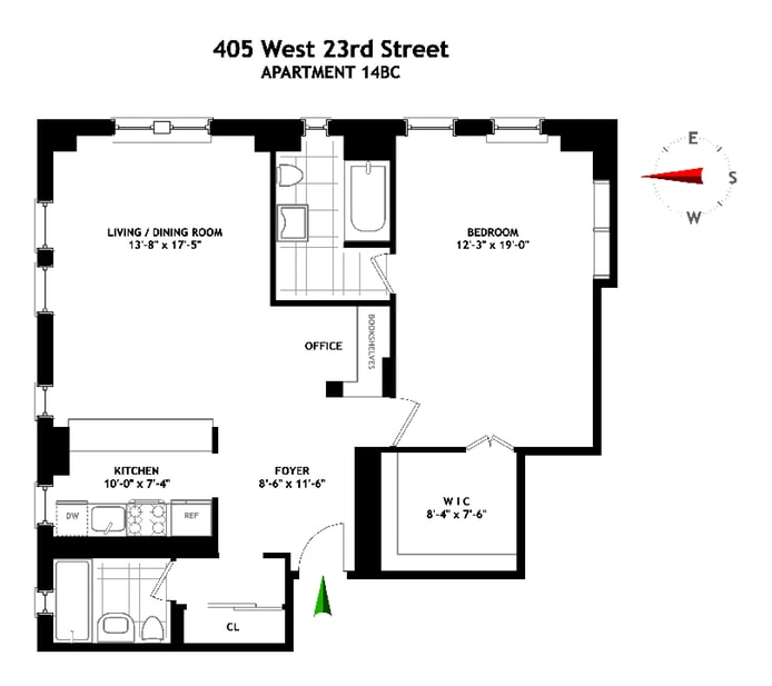 Floorplan for 405 West 23rd Street, 14B/C