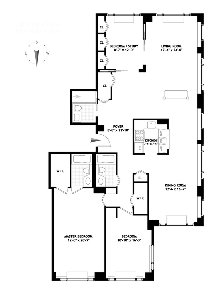 Floorplan for 1 Irving Place, P27A/B