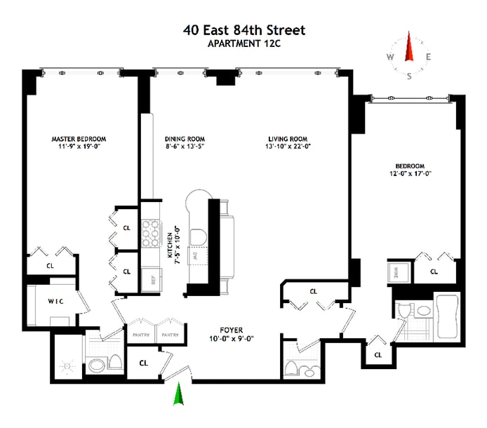 Floorplan for 40 East 84th Street, 12C