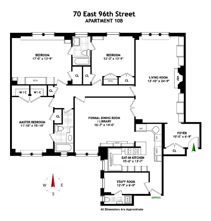 Floorplan for 70 East 96th Street, 10B