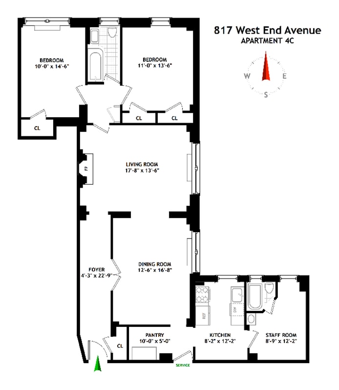 Floorplan for 817 West End Avenue, 4C