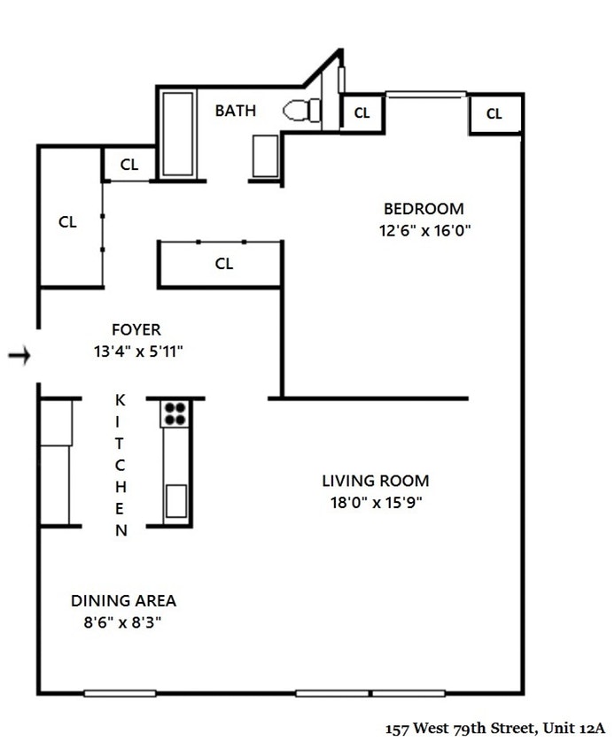 Floorplan for 157 West 79th Street, 12A