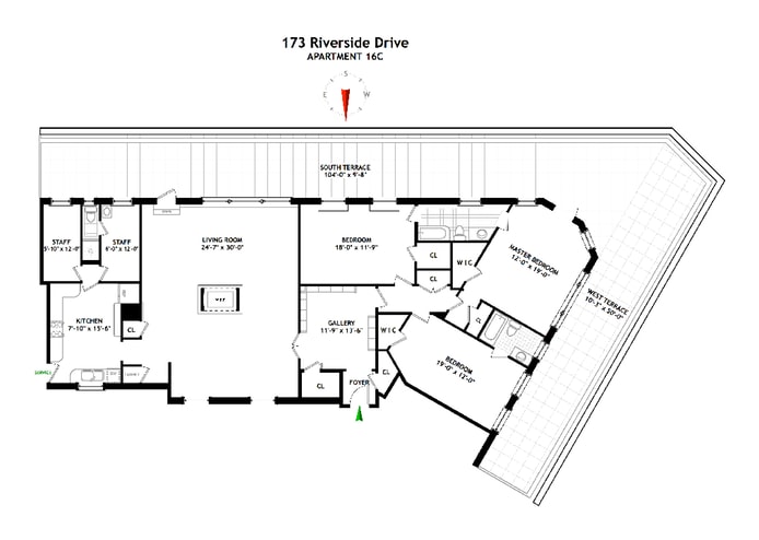 Floorplan for 173 Riverside Drive, 16C