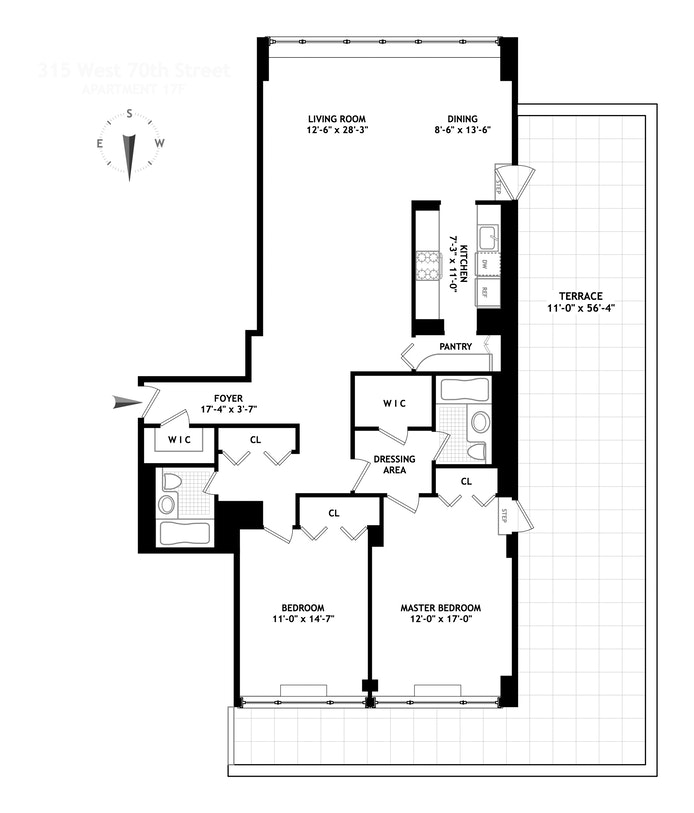 Floorplan for 315 West 70th Street, 17F