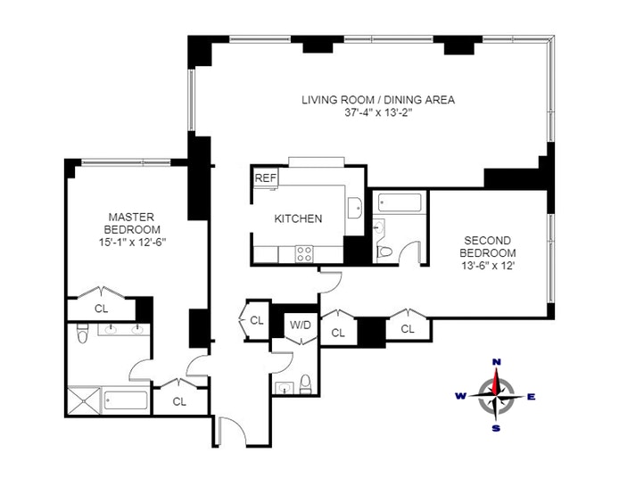 Floorplan for 10 West Street, 35C