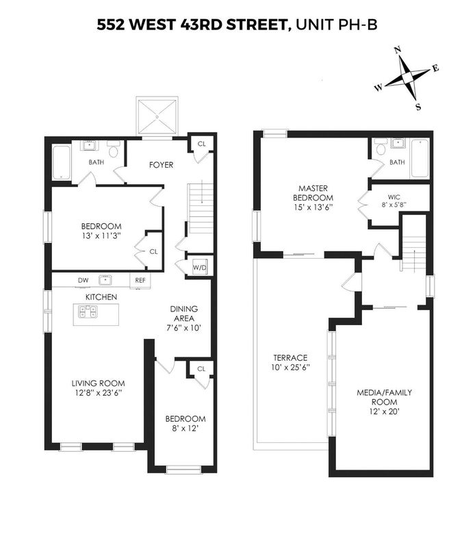 Floorplan for 552 West 43rd Street, PHB