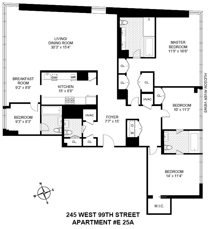 Floorplan for 245 West 99th Street, 25A