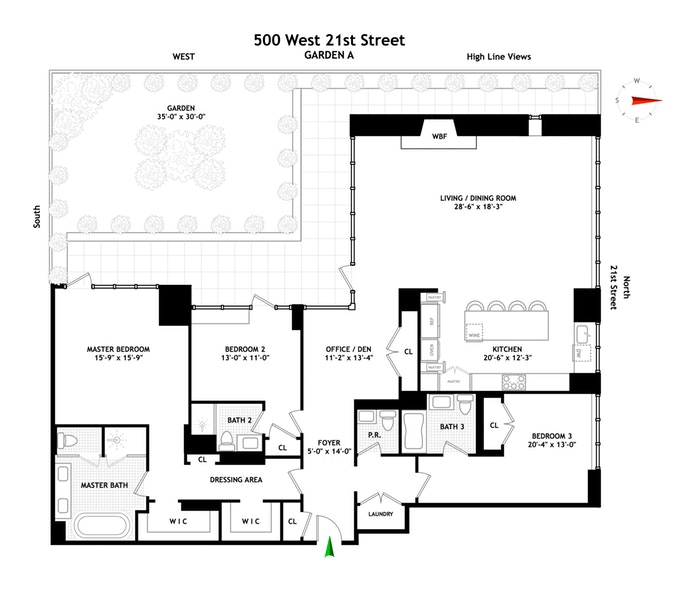 Floorplan for 500 West 21st Street, GARDEN/A