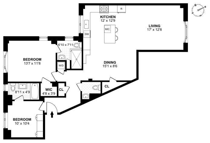 Floorplan for 514 West 110th Street, 3C