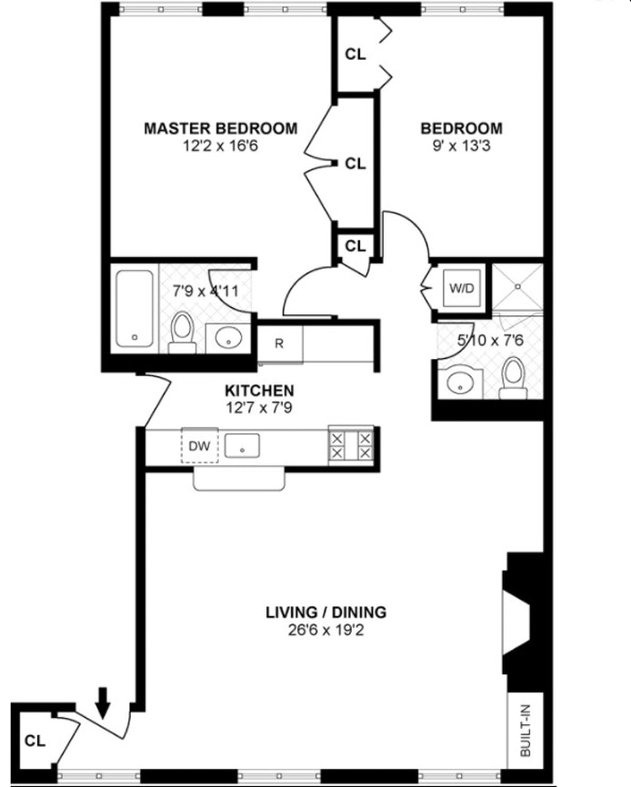 Floorplan for 54 Willow Street, 2B