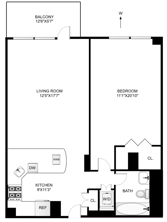 Floorplan for 201 West 70th Street, 5B