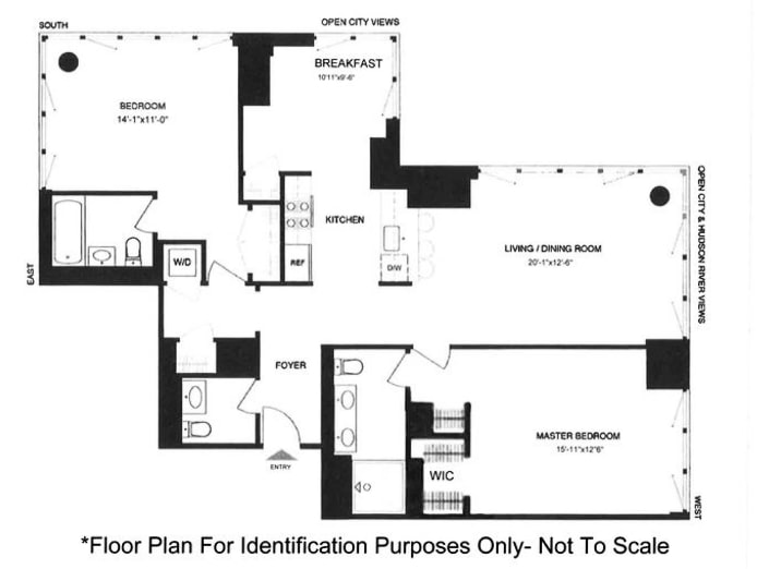 Floorplan for 310 West 52nd Street, 22B