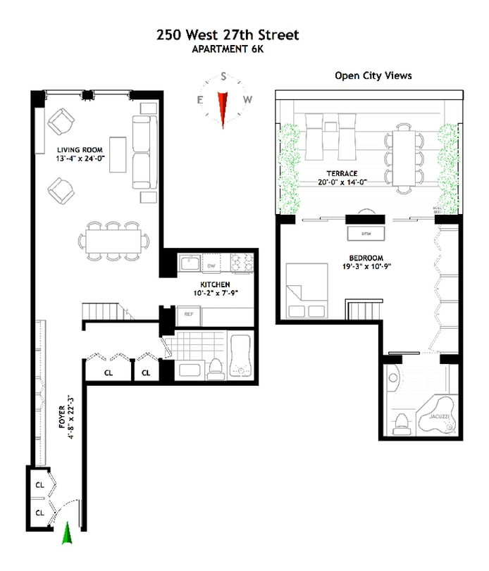 Floorplan for 250 West 27th Street, 6K