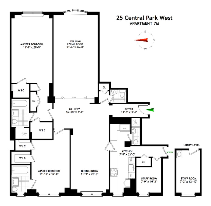 Floorplan for 25 Central Park West, 7M