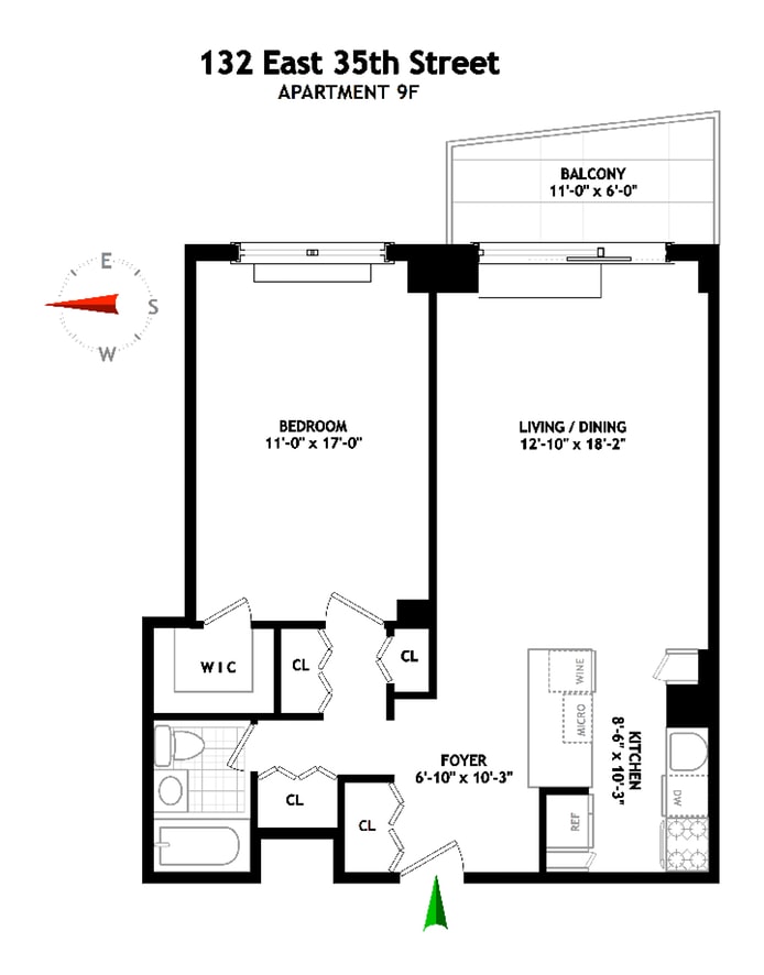 Floorplan for 132 East 35th Street, 9F