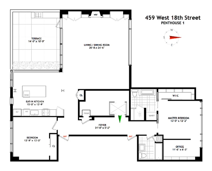 Floorplan for 459 West 18th Street, PH1