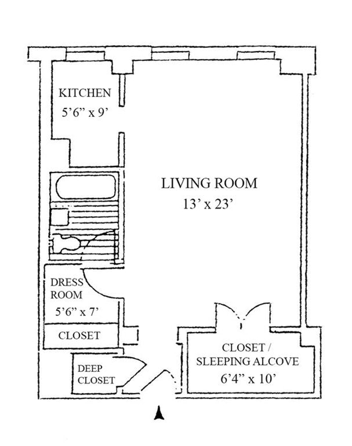 Floorplan for 333 West 56th Street, 2H