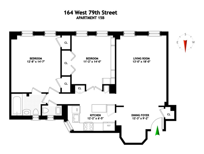 Floorplan for 164 West 79th Street, 15B