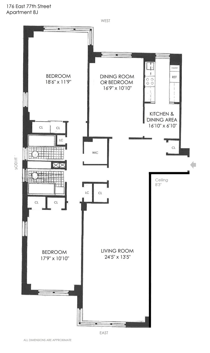 Floorplan for 176 East 77th Street, 8J