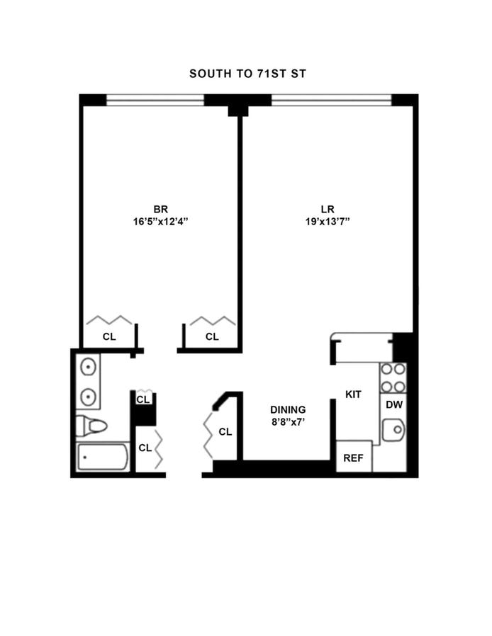 Floorplan for 211 West 71st Street, 15B