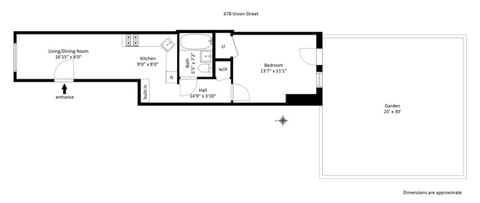 Floorplan for 678 Union Street, 1B