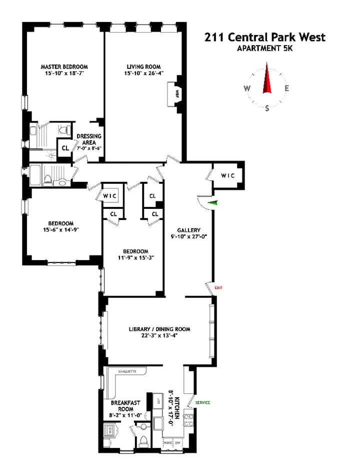 Floorplan for 211 Central Park West, 5K