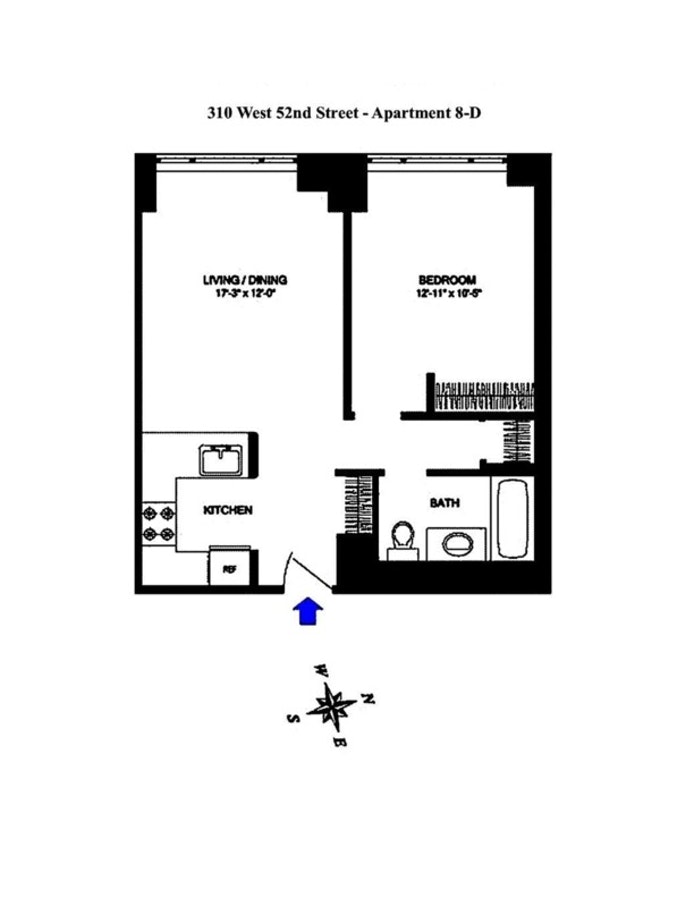 Floorplan for 310 West 52nd Street, 34J