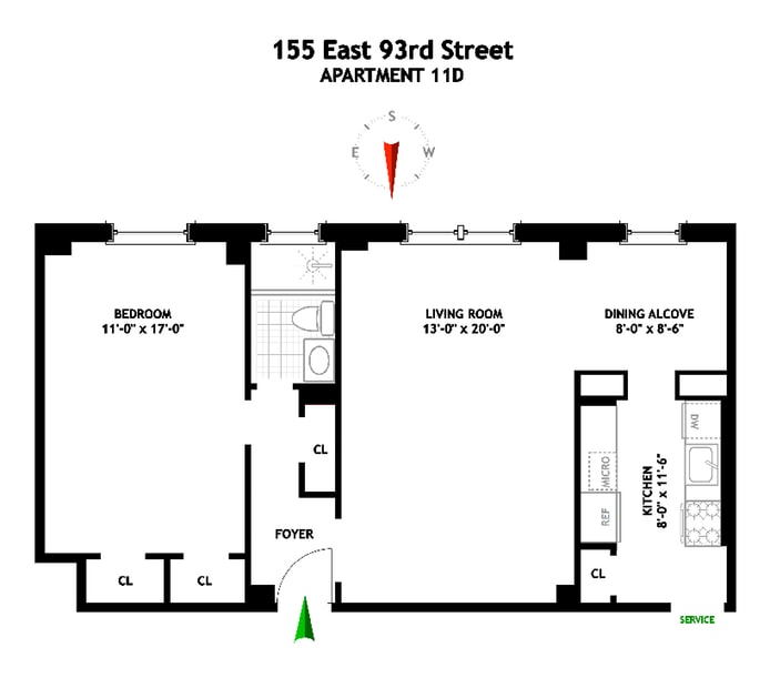 Floorplan for 155 East 93rd Street, 11D