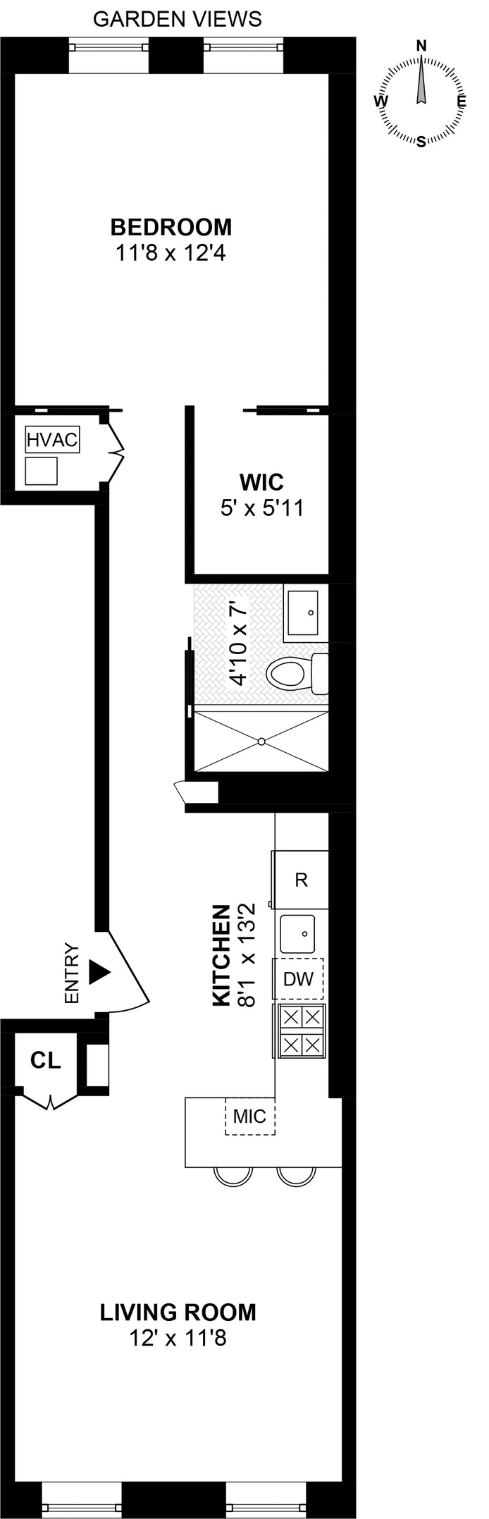Floorplan for 419 West 48th Street, 2E