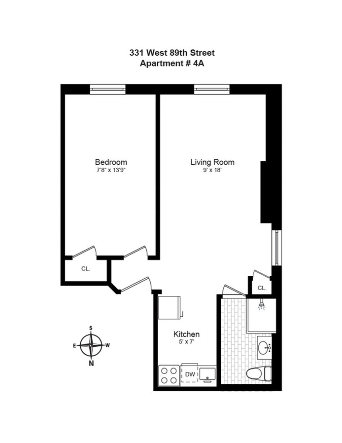 Floorplan for 331 West 89th Street, 4A