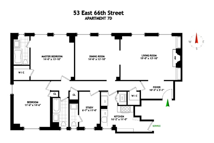 Floorplan for 53 East 66th Street, 7D