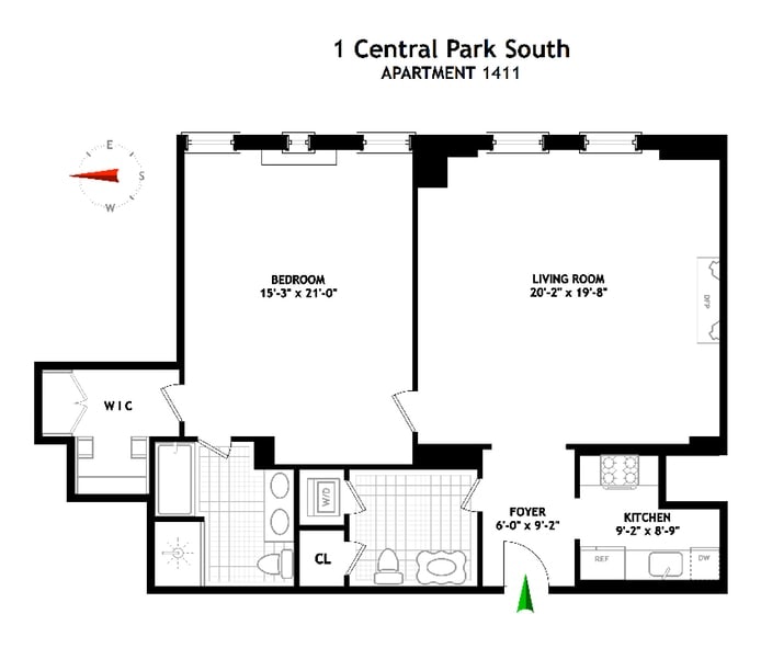 Floorplan for 1 Central Park South, 1411