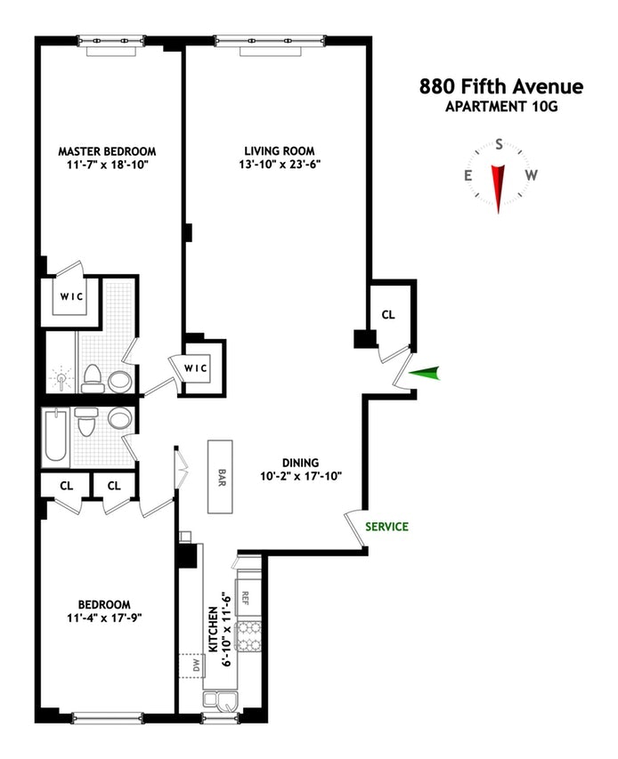 Floorplan for 880 Fifth Avenue, 10G