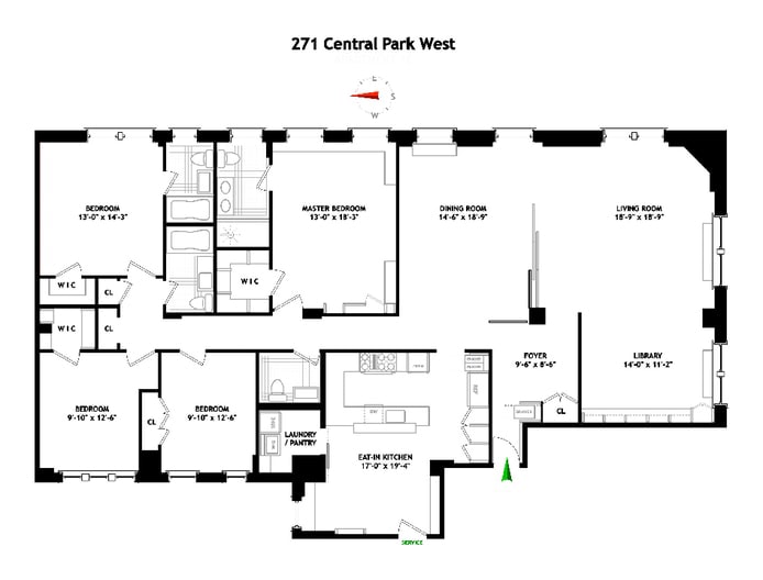 Floorplan for 271 Central Park West, 2FL/EAST