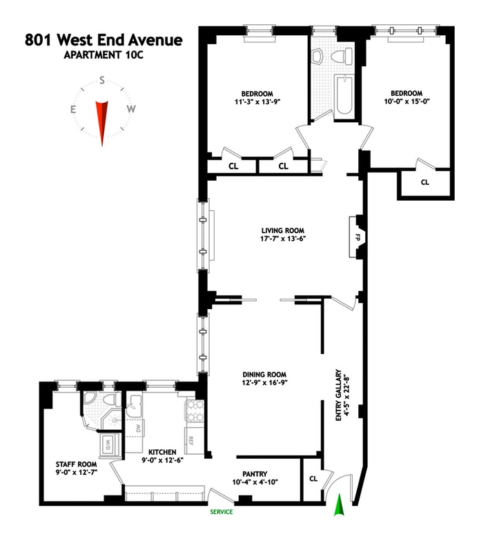 Floorplan for 801 West End Avenue, 10C