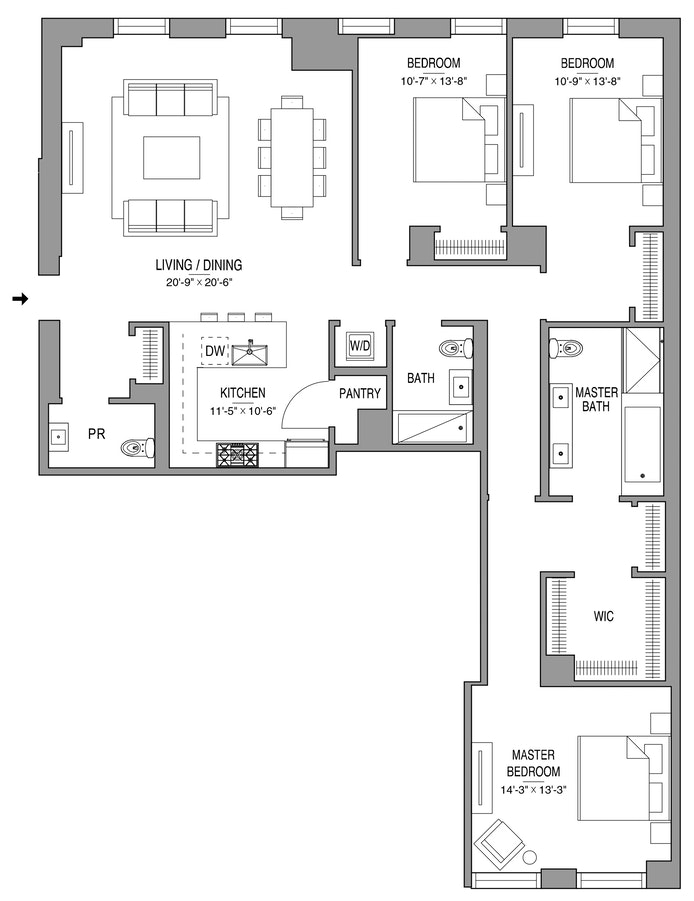 Floorplan for 55 West 17th Street, 904