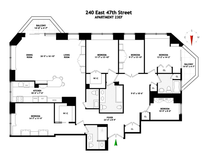 Floorplan for 240 East 47th Street, 23E/F