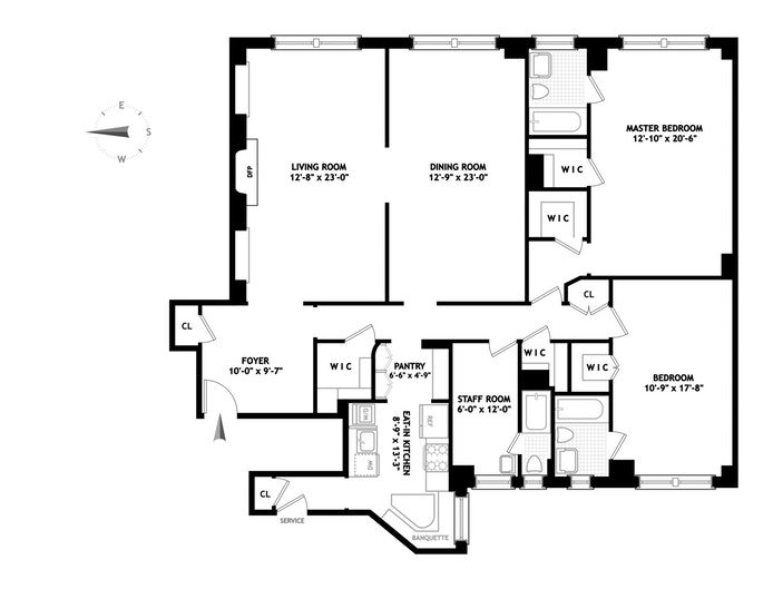 Floorplan for 327 Central Park West, 3A