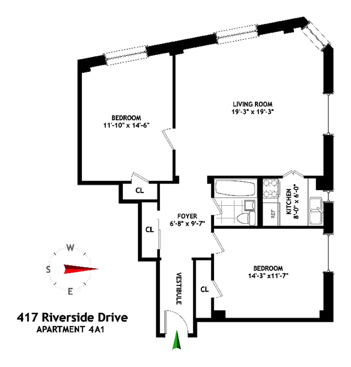 Floorplan for 417 Riverside Dr, 4A1