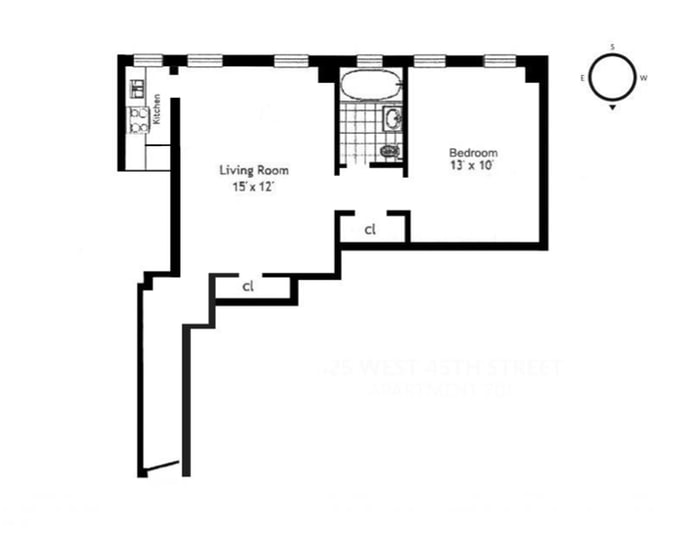 Floorplan for 325 West 45th Street, 301