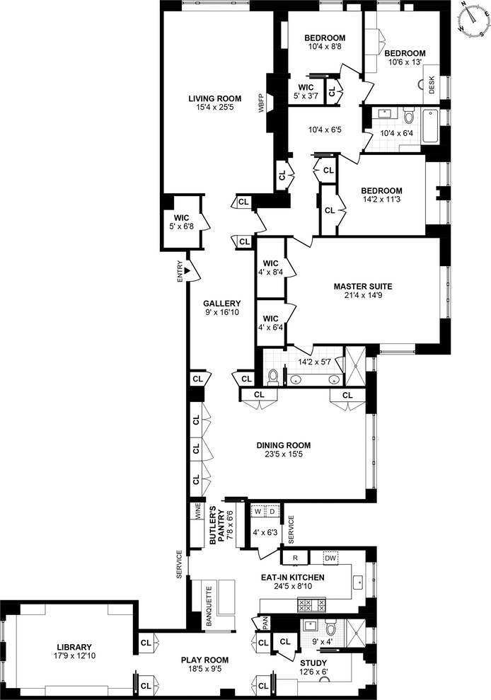 Floorplan for 1175 Park Avenue, 7C