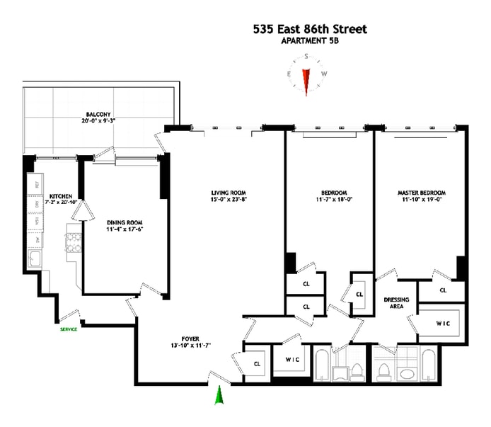 Floorplan for 535 East 86th Street, 5B
