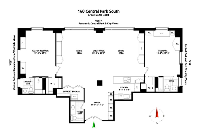 Floorplan for 160 Central Park South, 3301