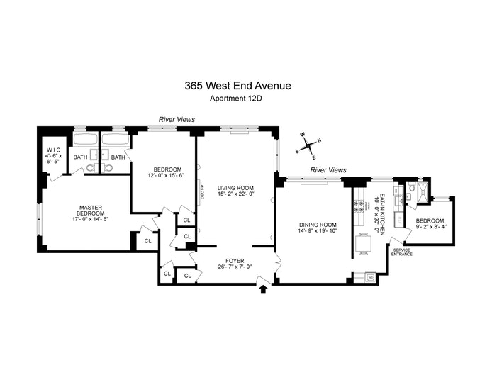 Floorplan for 365 West End Avenue, 12D