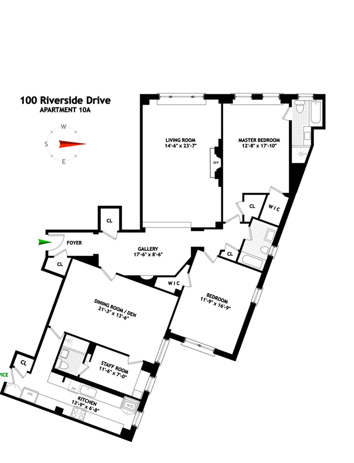 Floorplan for 100 Riverside Drive, 10A