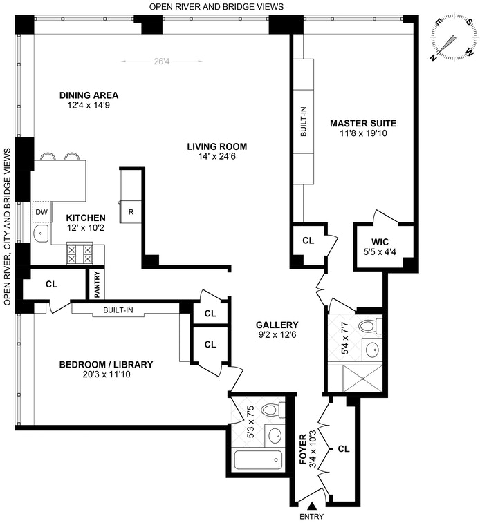Floorplan for 25 Sutton Place South, 14F