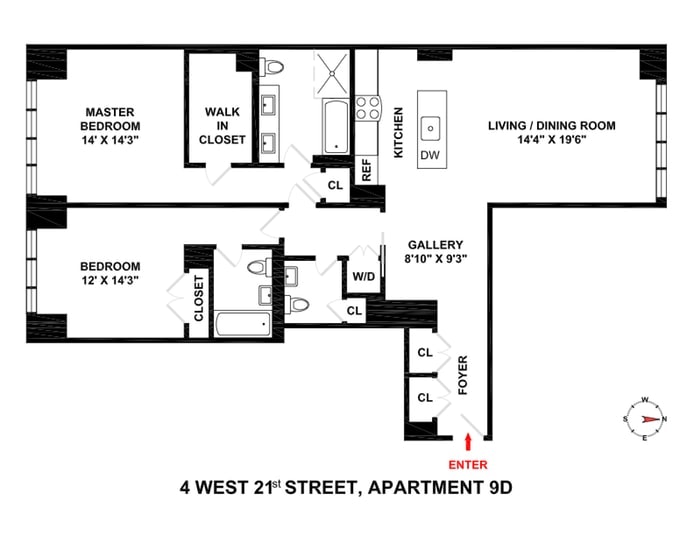 Floorplan for 4 West 21st Street, 9D