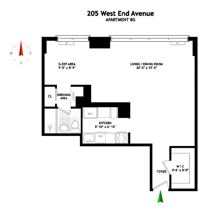 Floorplan for 205 West End Avenue, 8G